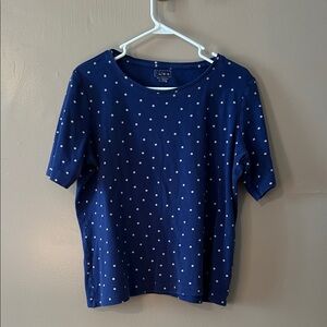 L.L. Bean Blue Polka Dot Short Sleeve Tee